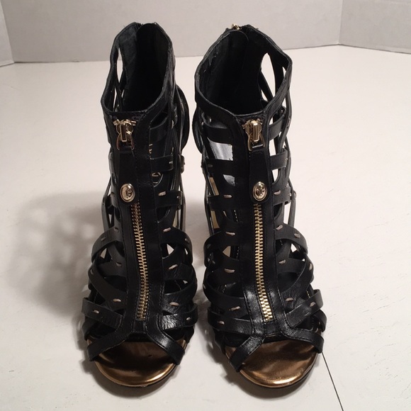 Ivanka Trump Leather Heel Sandals Black 8M - Picture 5 of 6